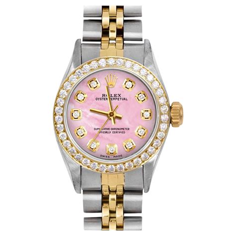 pink rolex ladies watch|Rolex pink face diamond bezel.